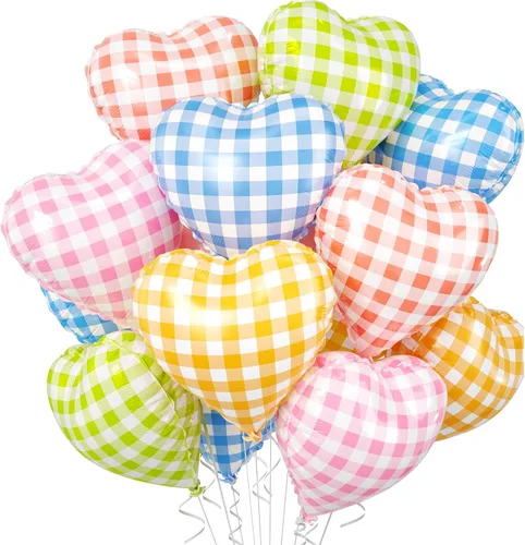 Miniatura 37 de Globos de corazón azul bebé, 10 piezas de globos en forma de corazón azul claro y blanco pastel, globos de papel de aluminio blanco arena crema