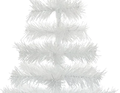 Miniatura 7 de Árbol de Navidad de mesa pequeño de 18 pulgadas, ramas de plumas de oropel artificial clásico para interiores y exteriores, soporte de base de Blanco