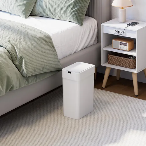 Miniatura 2 de WLIVE Cubo de basura pequeño para baño, 9 litros/2.4 galones, con sensor de movimiento, IPX5, impermeable, sin contacto, para baño, oficina, Blanco