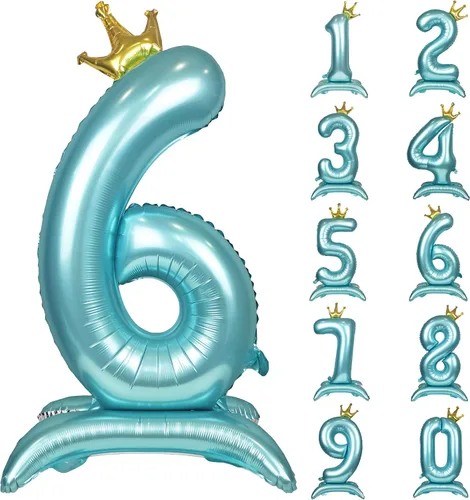 Miniatura 24 de Globos de aluminio grandes con corona negra número 0 para niños y niñas, cumpleaños, boda, aniversario, fiesta, baby shower, suministros 0