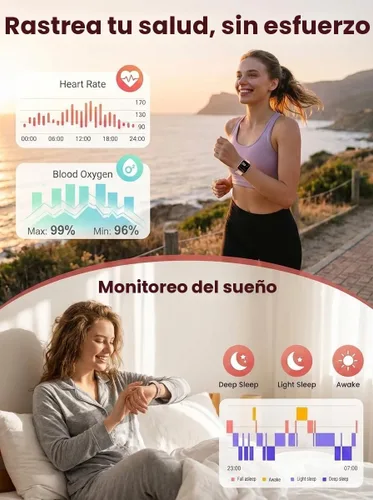 Miniatura 3 de SKG - Reloj inteligente para mujeres, rastreador de actividad física con resistencia al agua de 5 ATM, monitor de sueño, reloj inteligente de 1.7