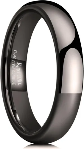 Miniatura 36 de King Will Alianza de boda de carburo de tungsteno para hombres y mujeres, anillos de promesa para parejas abovedados de alto pulido