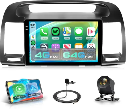 4G+64G Android Car Stereo Carplay para Toyota Camry 2000 2001 2002 2003 2004 2005 2006, Rimoody 9 pulgadas pantalla táctil radio de coche con GPS