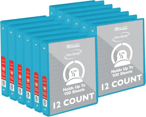 Miniatura 23 de BAZIC Products Carpeta organizadora de 3 anillas de 1/2 pulgada con vista económica, color negro, anillo redondo, capacidad para 100 hojas de papel