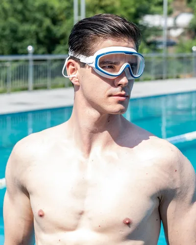 Miniatura 3 de Gafas de natación, visión amplia, visión clara, gafas de natación para adultos, protección UV antivaho, sin fugas, gafas de piscina Azul blanco