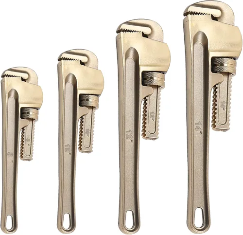 Miniatura 14 de WEDO Llave de tubo sin chispas (longitud 23.622 in, apertura máxima 2.953 in), llave de fontanería recta sin chispas, llave de seguridad sin Bronce
