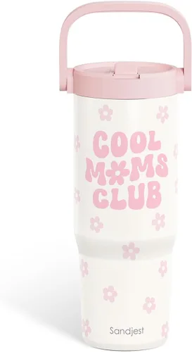Miniatura 25 de SANDJEST Besties - Vaso de acero inoxidable con tapa para pajita de 30 onzas con asa de transporte para mujeres, niñas, mejores amigas, taza de café