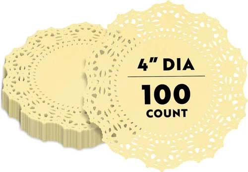 Miniatura 70 de Restaurantware Pastry Tek Blondas de Encaje de 4 x 4 Pulgadas 100 Vajilla Decorativa - Blondas de Mesa Desechables Redondas de Papel Negro
