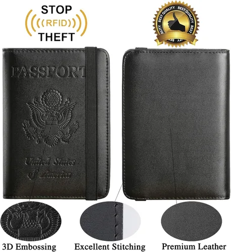 Miniatura 2 de Funda para pasaporte con bloqueo RFID de piel organizador de documentos de viaje
