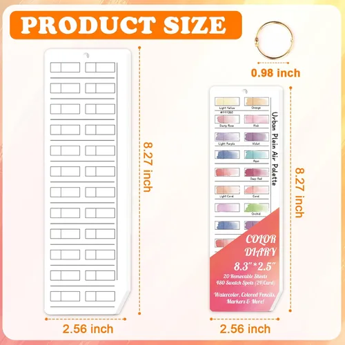Miniatura 2 de Diario de 20 hojas de colores para pintores con anillo, 24 tarjetas de muestra de papel de acuarela tamaño cacerola, se adapta a paletas de acuarela