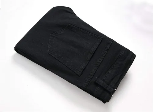 Miniatura 6 de Andongnywell - Pantalones de mezclilla ajustados para hombre con corte destruido en la rodilla desgastados, ajustados, elásticos, pantalones
