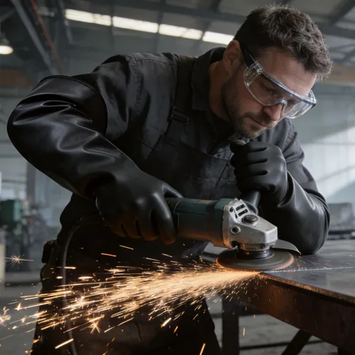 Miniatura 6 de Guantes de látex mejorados de 22 pulgadas, resistentes a los químicos, guantes largos de trabajo de seguridad, guantes largos reutilizables de goma
