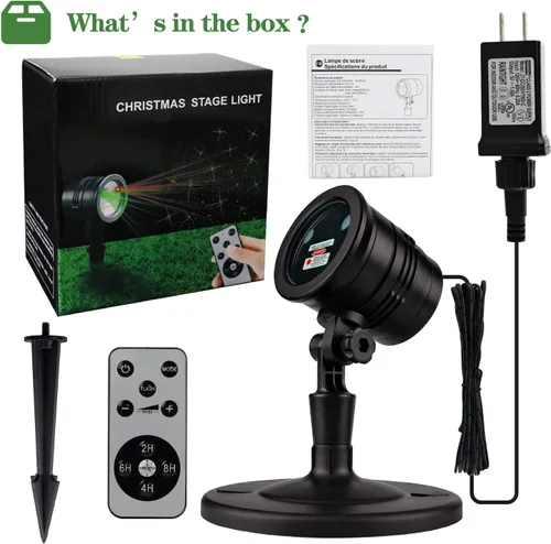Miniatura 9 de Proyector de Luces de Navidad para Exteriores, Luces Láser LED de Navidad, Foco de Paisaje, Espectáculo de Estrellas Rojas y Verdes, Impermeable