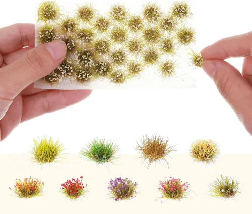 Miniatura 3 de Redbaker 288 Piezas Mechones de Césped Estático Racimo de Flores Grupos de Vegetación Autoadhesivos Mechones de Césped de Modelo Artificial DIY