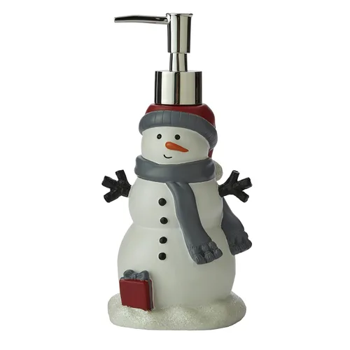 SKL Home Dispensador de jabón de muñeco de nieve Whistler de Navidad/invierno para baño/cocina y regalo, multicolor