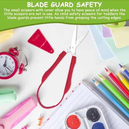 Miniatura 3 de Tijeras de lazo para niños con escudo de seguridad, diestros o zurdos para preescolares, escuelas, aulas, niños adaptables y con necesidades