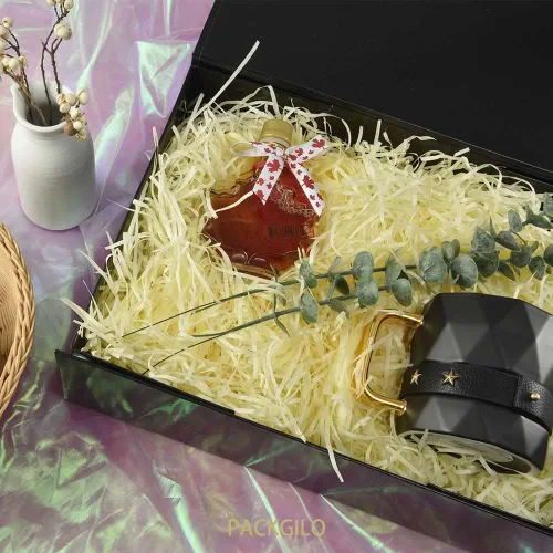 Miniatura 2 de 2 Caja de regalo negra grande plegable con tapa 13x9x4 pulgadas, caja de propuesta para dama de honor, caja rígida con cierre magnético, caja