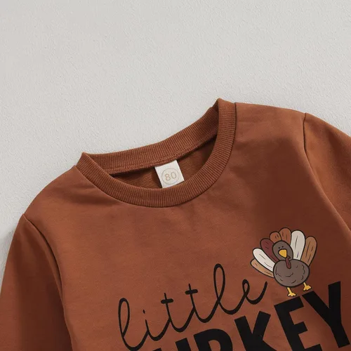 Miniatura 4 de BemeyourBBs Conjunto de sudadera de manga larga de pavo para niña con pantalones acampanados, ropa de otoño
