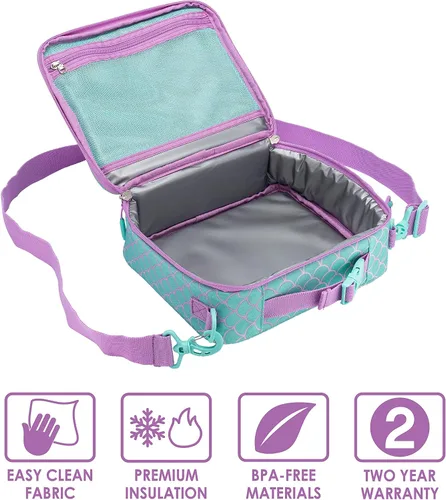 Miniatura 7 de Bentgo Juego de bolsas de almuerzo aisladas con estampado de lonchera estilo Bento, para niños (escamas de sirena)