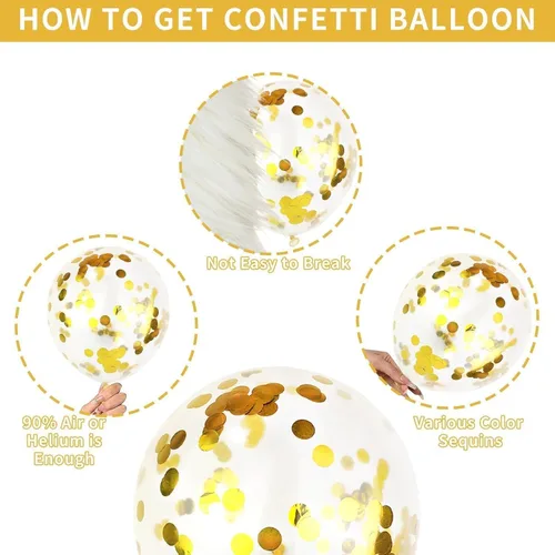 Miniatura 9 de Dagelar Globos de color negro, dorado y beige, 60 globos de arena negra dorada y blanca, globos de fiesta con confeti dorado metálico