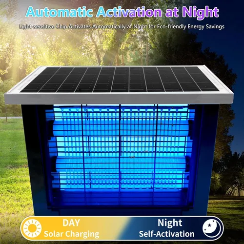 Miniatura 3 de Potente exterminador solar de insectos para exteriores para 2000 pies cuadrados con cable de extensión de 13 pies, exterminador de mosquitos