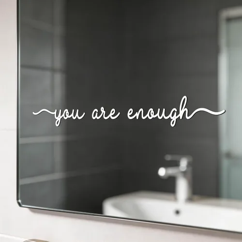 Miniatura 2 de Vinilo adhesivo con cita de espejo: fácil de aplicar y pelar suave, letras blancas de 18 x 2.3 pulgadas, para espejo de baño, pared de dormitorio