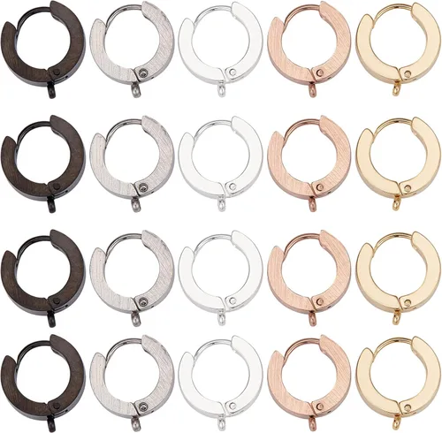 SUNNYCLUE 1 caja de 20 piezas de 5 colores con cierre de palanca dorada, aretes de aro pequeños con palanca francesa con aros de bucle abierto para