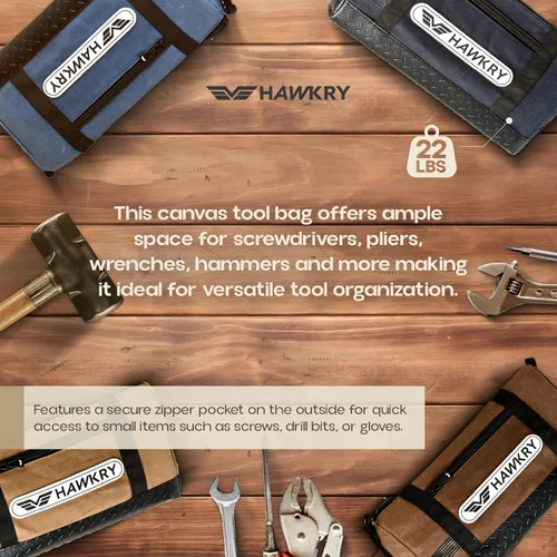 Miniatura 6 de HAWKRY Juego de 4 bolsas de herramientas de lona – Bolsas organizadoras de herramientas resistentes con cremallera, bolsas de herramientas pequeñas