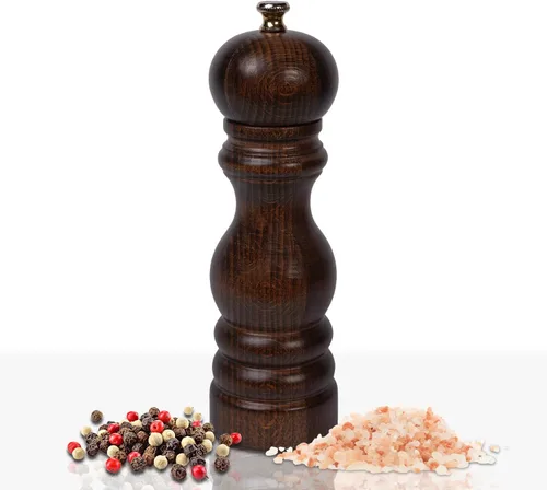 Molino de mano de sal de madera color nogal 7.1 in-7.08 pulgadas Marrón oscuro