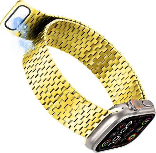 Miniatura 2 de Correas compatibles con Apple Watch Band de 1.654 pulgadas (Serie 10) 1.614 pulgadas, 1.575 pulgadas, 1.496 pulgadas, malla milanesa de acero