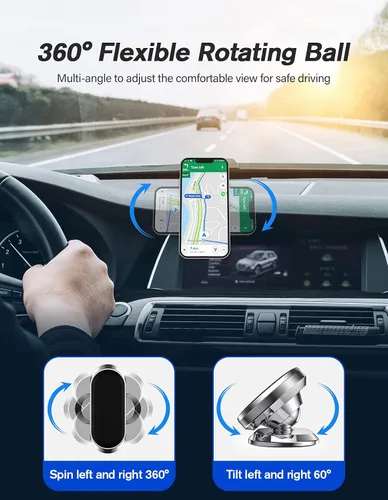 Miniatura 4 de Paquete de 2 soportes magnéticos para teléfono para automóvil, imán de mejora, rotación de 360 grados y fácil instalación, compatible con todos