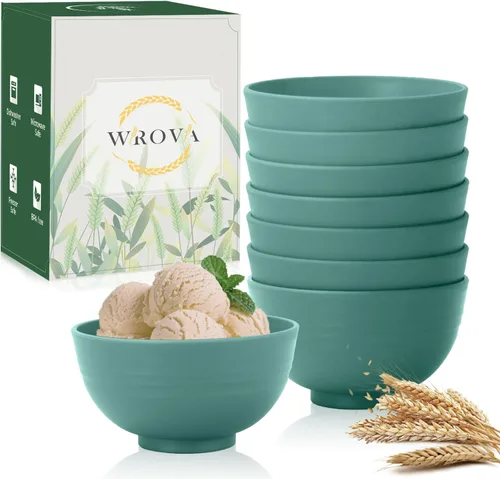 Miniatura 12 de Wrova Juego de 8 cuencos de paja de trigo para postre de 10 onzas, cuencos irrompibles para niños, mini cuencos para helado, aperitivos y frutas