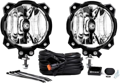 Miniatura 4 de KC HiLiTES 91305 Gravity LED Pro6 Single Wide-40 Beam con arnés de cableado e interruptor de luz LED iluminado - Sistema de paquete de par