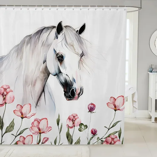 Miniatura 8 de Lindas cortinas de ducha para niños, cortinas rústicas de gallina, decoración de dormitorio de niñas y adultos, girasoles animales, plantas
