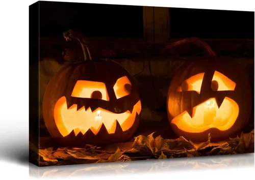 Miniatura 78 de Denozer - Pintura artística de pared de Halloween, impresión artística sobre lienzo para dormitorio, sala de estar, decoración de pared del hogar