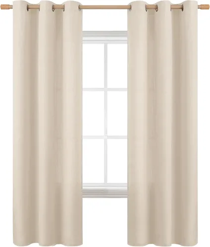 Miniatura 102 de BGment Cortinas de Lino Beige de 63 Pulgadas de Largo 2 Paneles - Tratamientos para Ventanas con Textura de Arpillera Filtrantes de Luz Cortinas