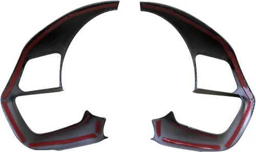 Miniatura 5 de Ruihe Funda de volante de color de fibra de carbono moldura apta para Hyundai Elantra, Santa Cruz, Tucson 2021-2025 diseño universal y accesorio