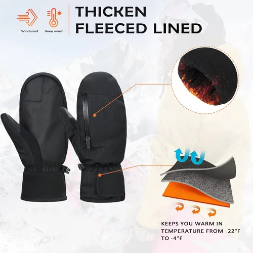 Miniatura 3 de Century Star Guantes de esquí para hombres y mujeres, guantes de snowboard para pantalla táctil, guantes de nieve impermeables para motos de nieve