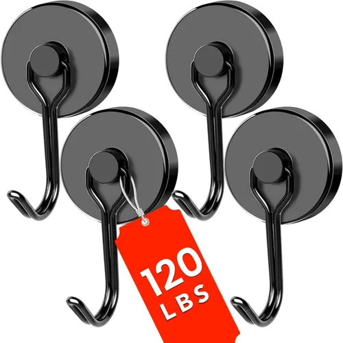 Miniatura 10 de DIYMAG - Ganchos magnéticos negros, imanes de 18 kg de alta resistencia, 2026, esenciales para cruceros, cabinas, con gancho de metal para colgar