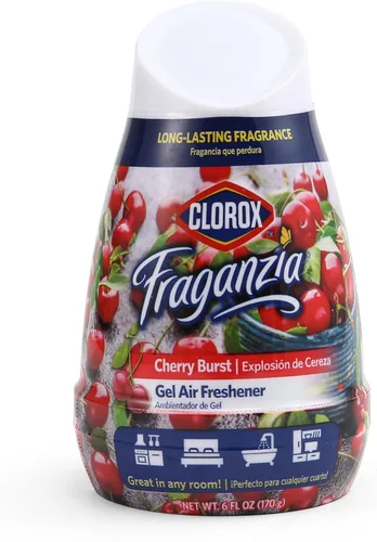 Clorox Fraganzia Cono Ambientador de Gel, Aroma Explosión de Cereza - Ambientador Sin Enchufe, Sin Batería para Habitaciones Pequeñas, Armarios,
