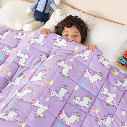 Miniatura 13 de Sivio Manta con peso de 5 libras, manta de regazo con peso de dinosaurio azul, manta transpirable pesada para dormir, lavable, 36 x 48 pulgadas