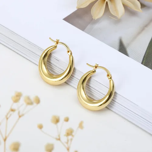 Miniatura 6 de Chunky Gold Hoop Earrings for Women 14k Gold Plated Stainless Steel Thick Hoop Earrings Dainty Cute Hypoallergenic Earrings Minimalist Jewelry Gift