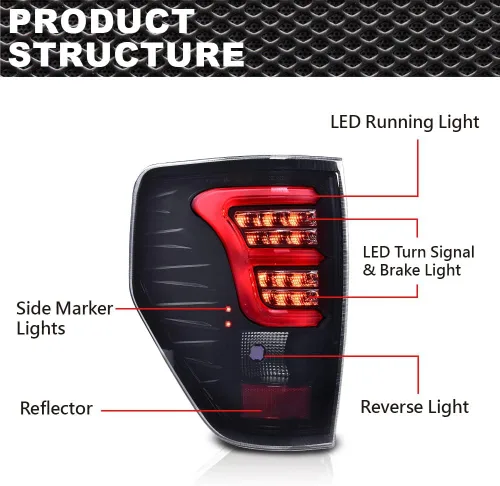 Miniatura 2 de CROSSDESIGN Luces traseras LED para Ford F150 2009-2014, conjunto de luz de freno con arnés de cableado sin bombillas lado izquierdo y derecho