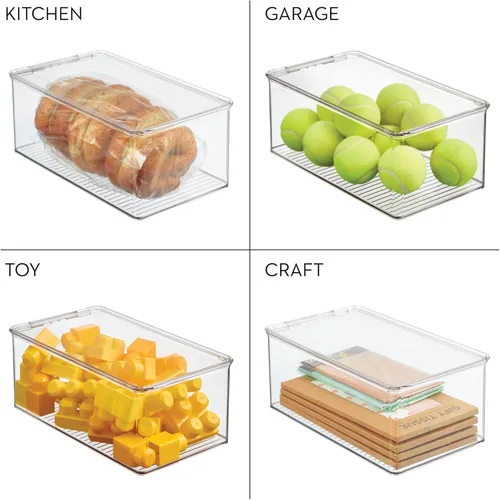 Miniatura 7 de iDesign Caja de zapatos apilable – Caja de zapatos de plástico con tapa con bisagras – Transparente – Fabricado en Estados Unidos