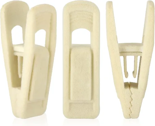 Tinfol Clips de terciopelo para colgar, paquete de 24 clips de terciopelo beige para pantalones, alfiler de ropa de gran apertura de primera