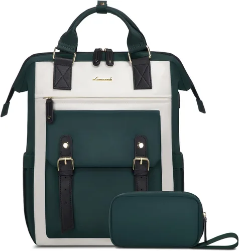 Miniatura 12 de LOVEVOOK - Mochila para laptop de mujer, bolsa de trabajo, viaje, computadora, mochila para maestra o enfermera, bolsa para libros, beige verde