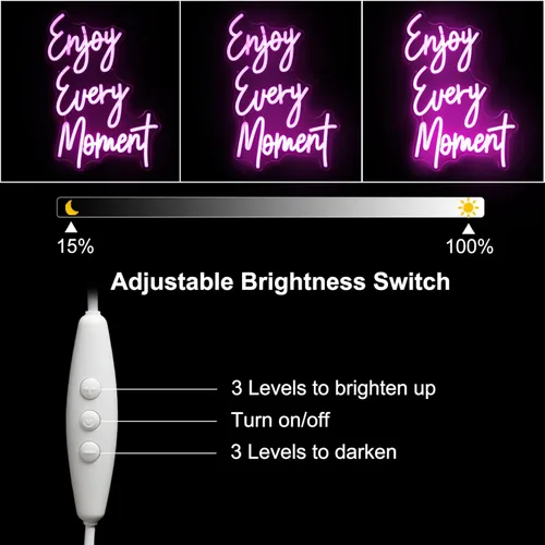 Miniatura 5 de Disfruta Cada Momento Letrero de Neón Letrero de Letras Rosas LED Letrero de Luz de Neón Disfruta Letreros de Neón para Decoración de Pared Letreros