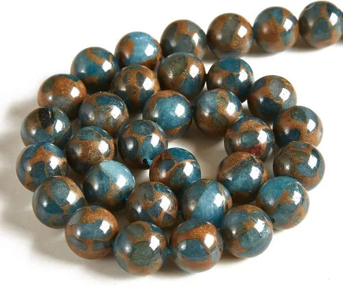 Miniatura 2 de 45 piezas de cuentas de cloisonné azul lago de 8 mm, cuentas de piedras preciosas naturales, cuentas sueltas redondas para hacer joyas Lago Azul