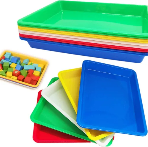 10 piezas de bandejas de plástico para arte, bandejas organizadoras de actividades multicolores, bandeja para servir para manualidades, proyectos