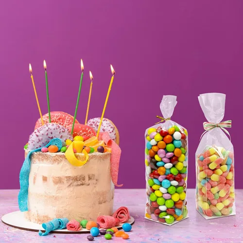 Miniatura 6 de Yotelab Bolsas de Celofán de Fondo Plano, 2 x 2 x 8.3 Pulgadas Bolsas de Celofán con Fuelle con Inserto de Papel, 100 Piezas